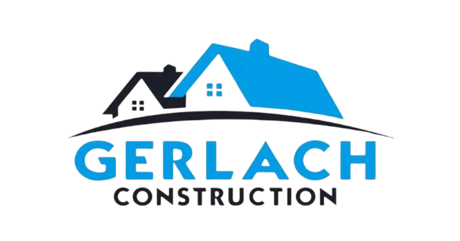 Logo for Gerlach Construction with a stylized house outline and the company name in blue and black text.