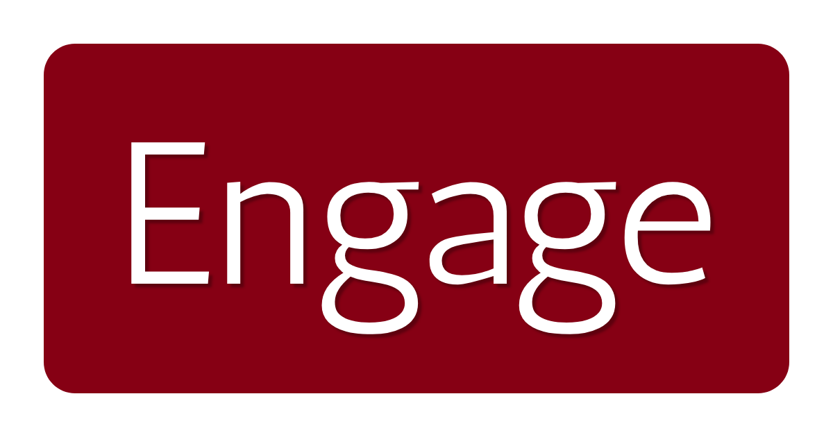 Red button with white text that says "Engage"