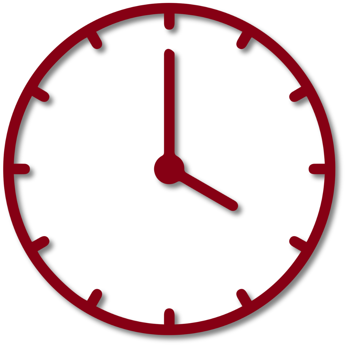 Red clock showing 12:19.