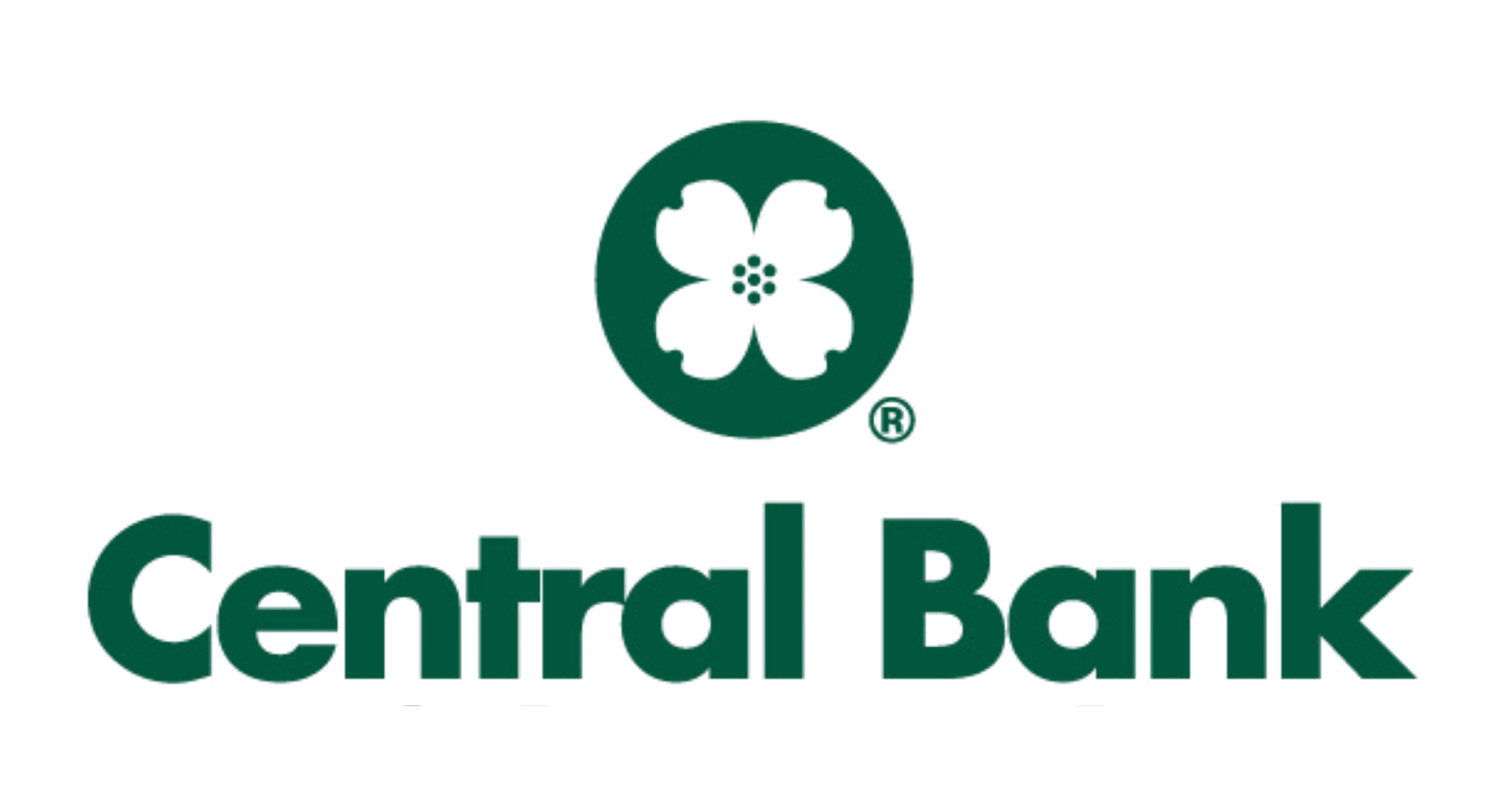 Central Bank logo featuring a four-leaf clover with a small circle at the bottom, and the words "Central Bank" in bold green letters.