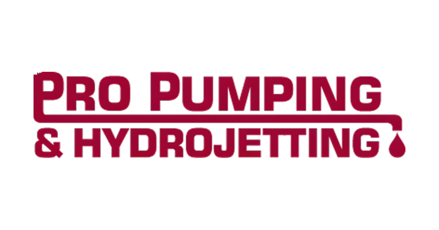 Logo with text 'Pro Pumping & Hydrojettng' in burgundy color, featuring a water droplet at the end of the text.