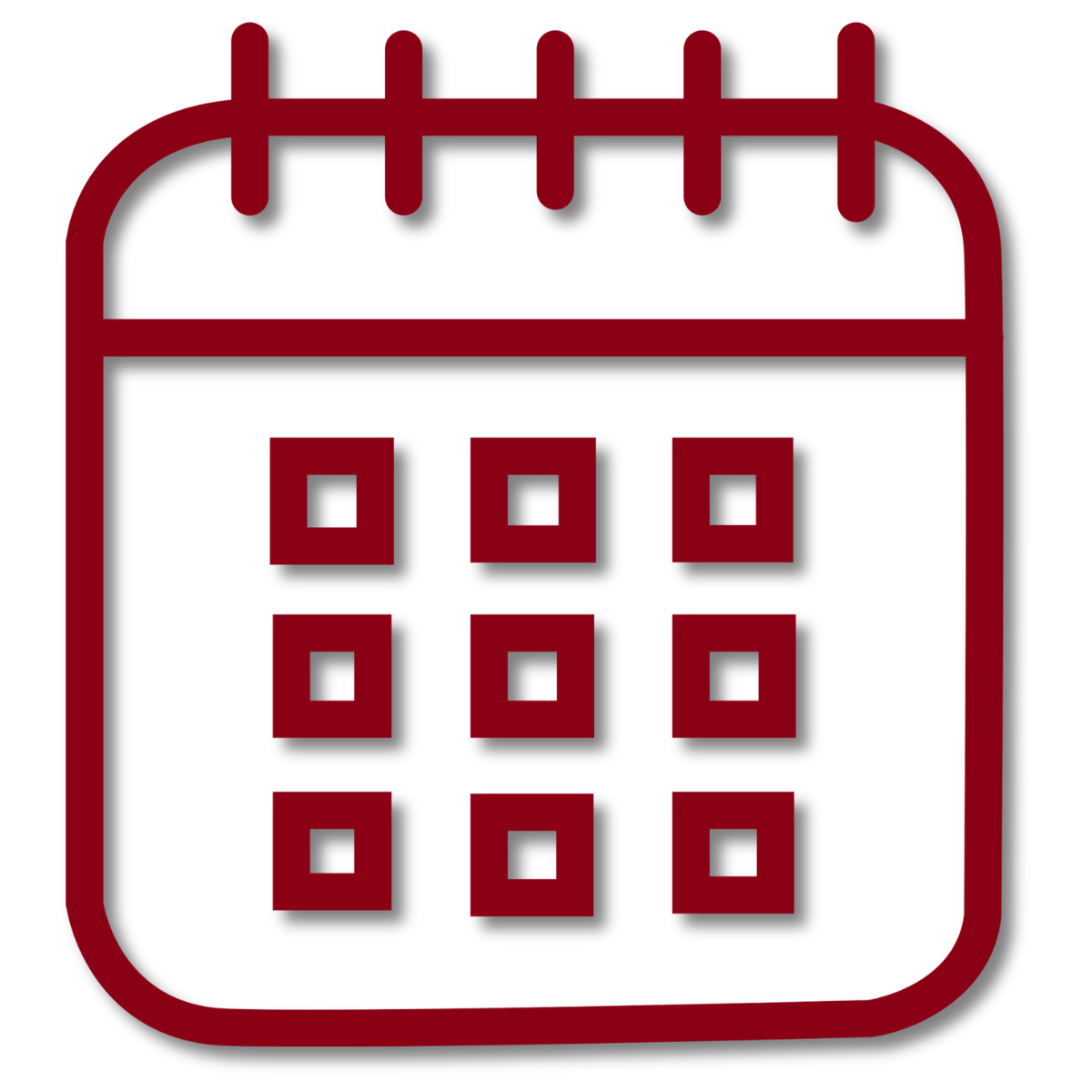Icon of a calendar with a grid of dates and a spiral binding at the top.