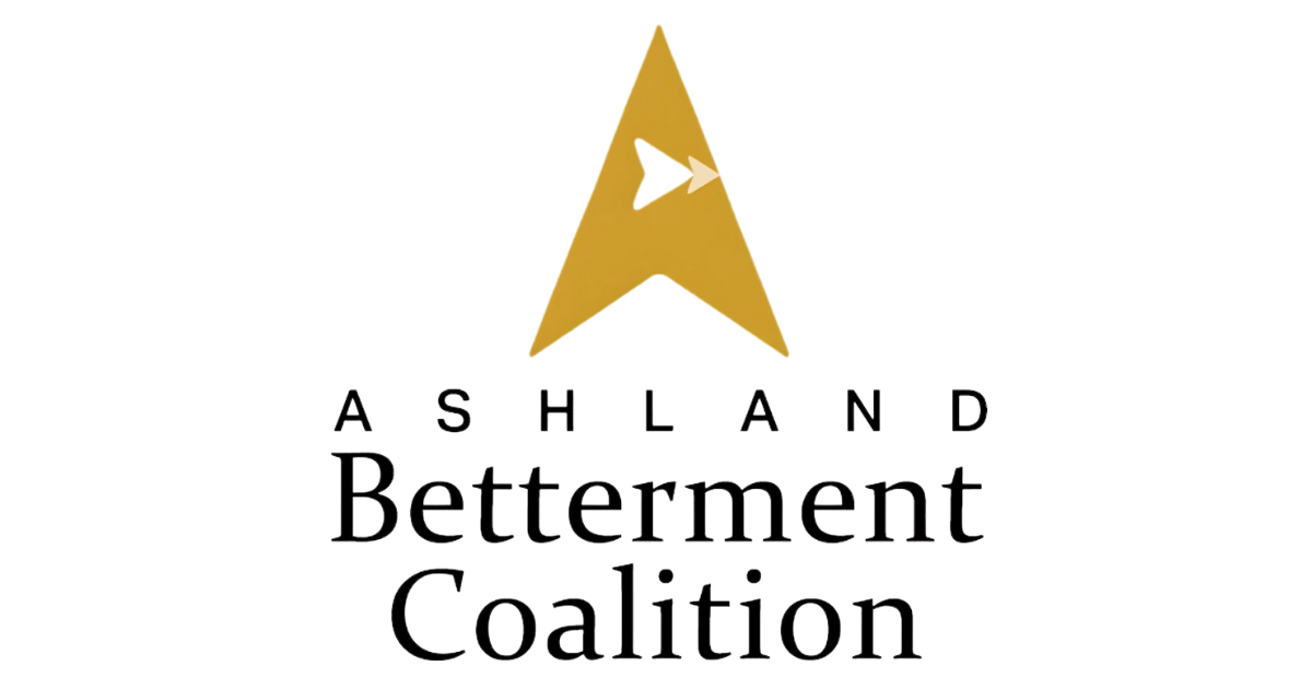 Logo for Ashland Betterment Coalition with a house and a tree.