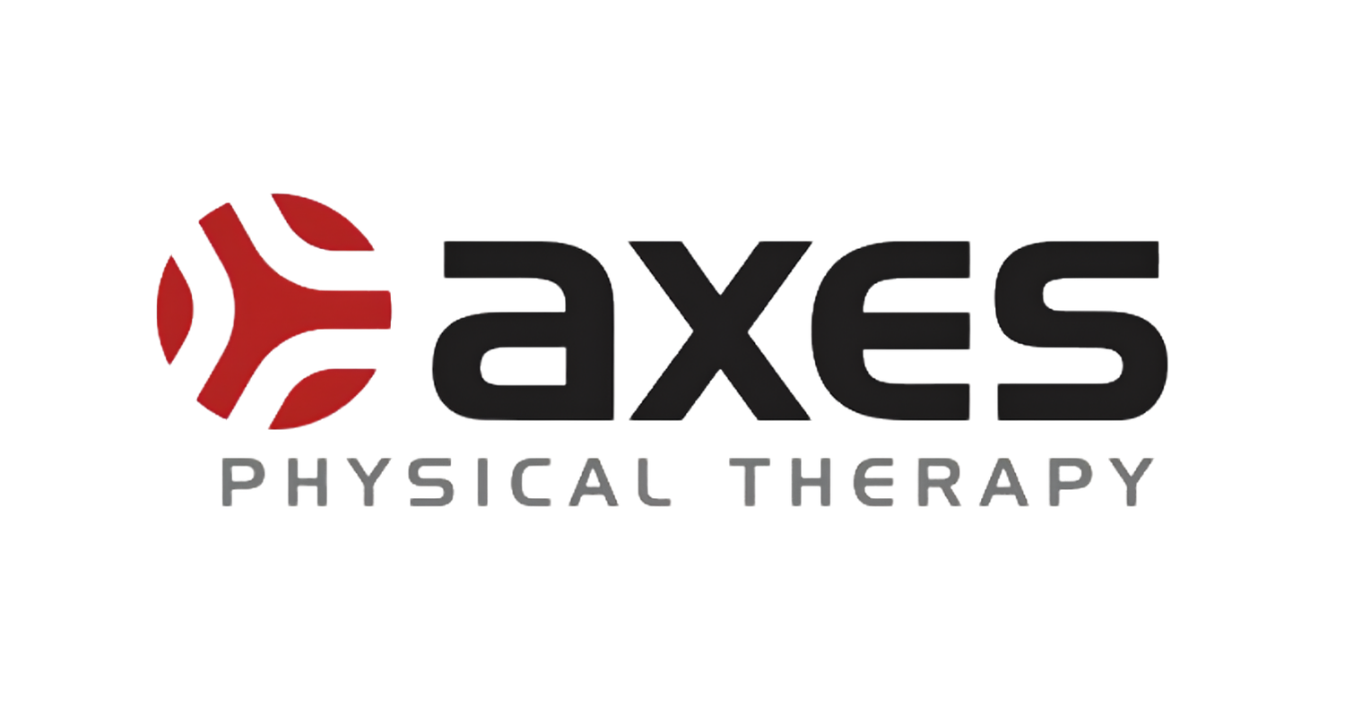 Logo for AXES Physical Therapy, featuring a stylized red and black design with the text 'AXES' and 'Physical Therapy' underneath.