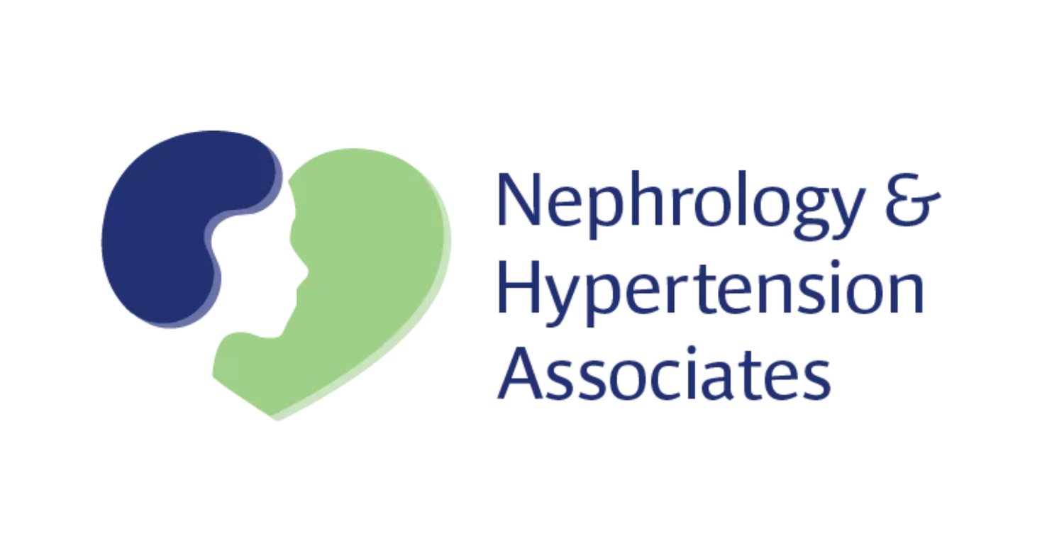 Logo for Nephrology & Hypertension Associates with a kidney graphic and text