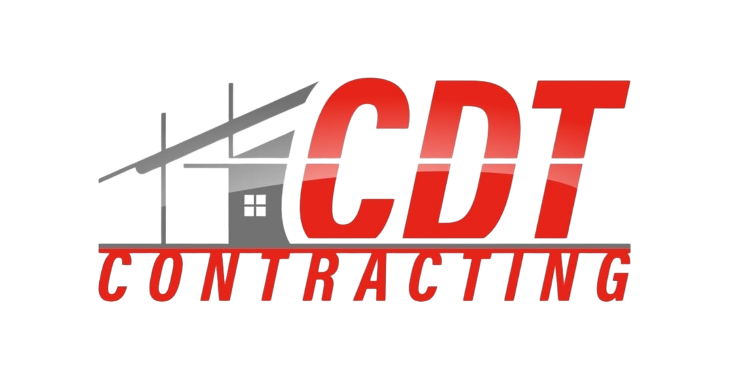 Logo for CCI Contracting, featuring a house with two stories and an angled roof, with the company name in large red letters and the word 'Contracting' underneath.