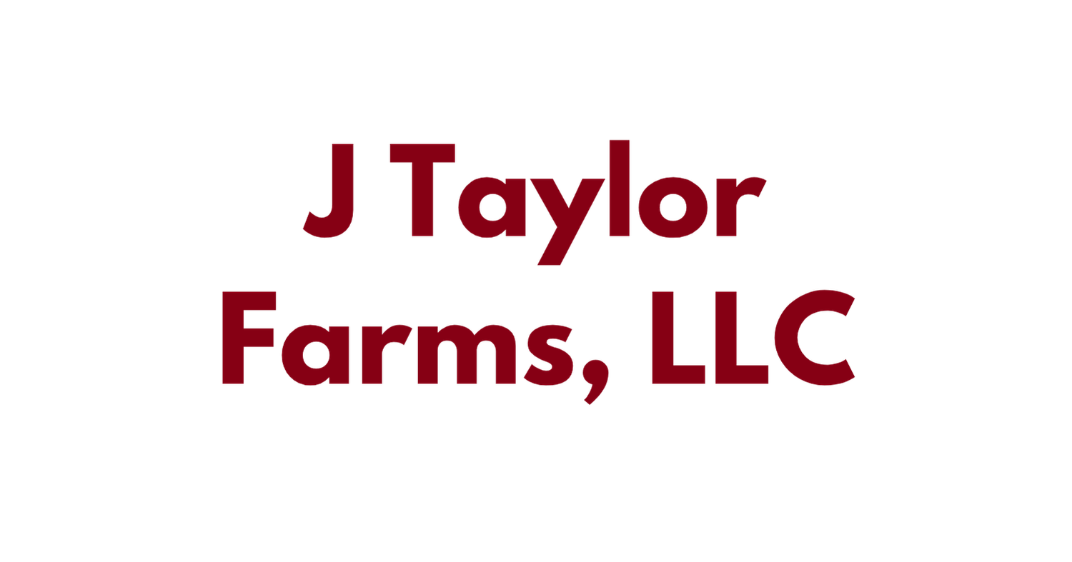 Logo for J Taylor Farms, LLC with a black cow silhouette and red text.