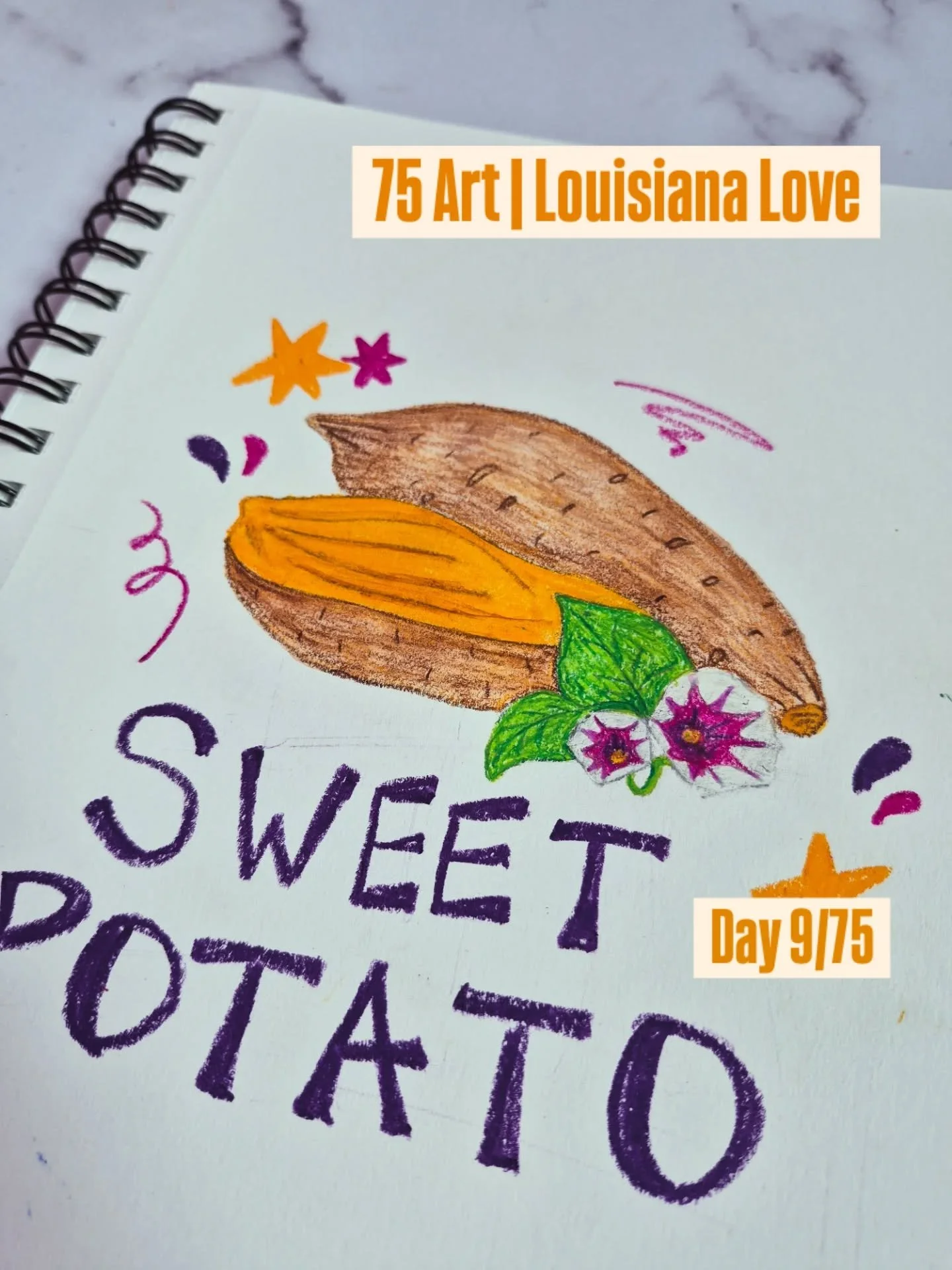 Louisiana Love &mdash; Day 9 of a 75-day art practice

Sweet potatoes 🍠
Humble, comforting, nourishing.

This challenge has stretched a little while life asked me to rest. Letting it move at a human pace instead of a hustle pace.

Still here. Still 