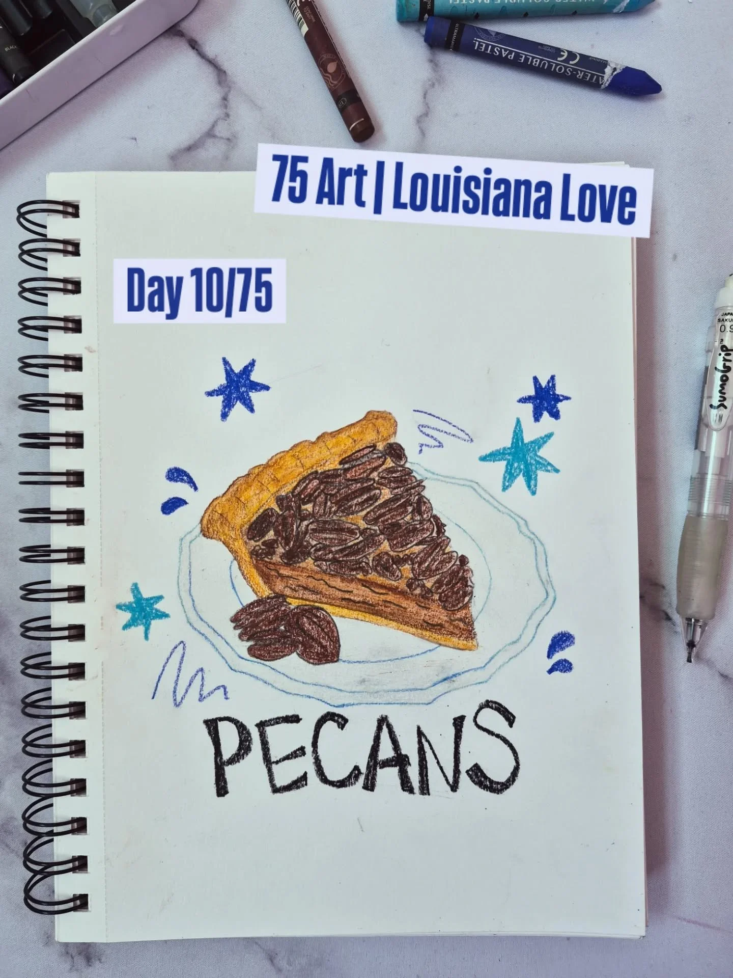 Louisiana Love &mdash; Day 10 of a 75-day art practice

Pecans 🌰

Returning to routine after sickness feels a lot like cracking shells - slow at first, then you find your rhythm. Life has been life-ing lately! 😮&zwj;💨

#nolalove #75art #louisianaa