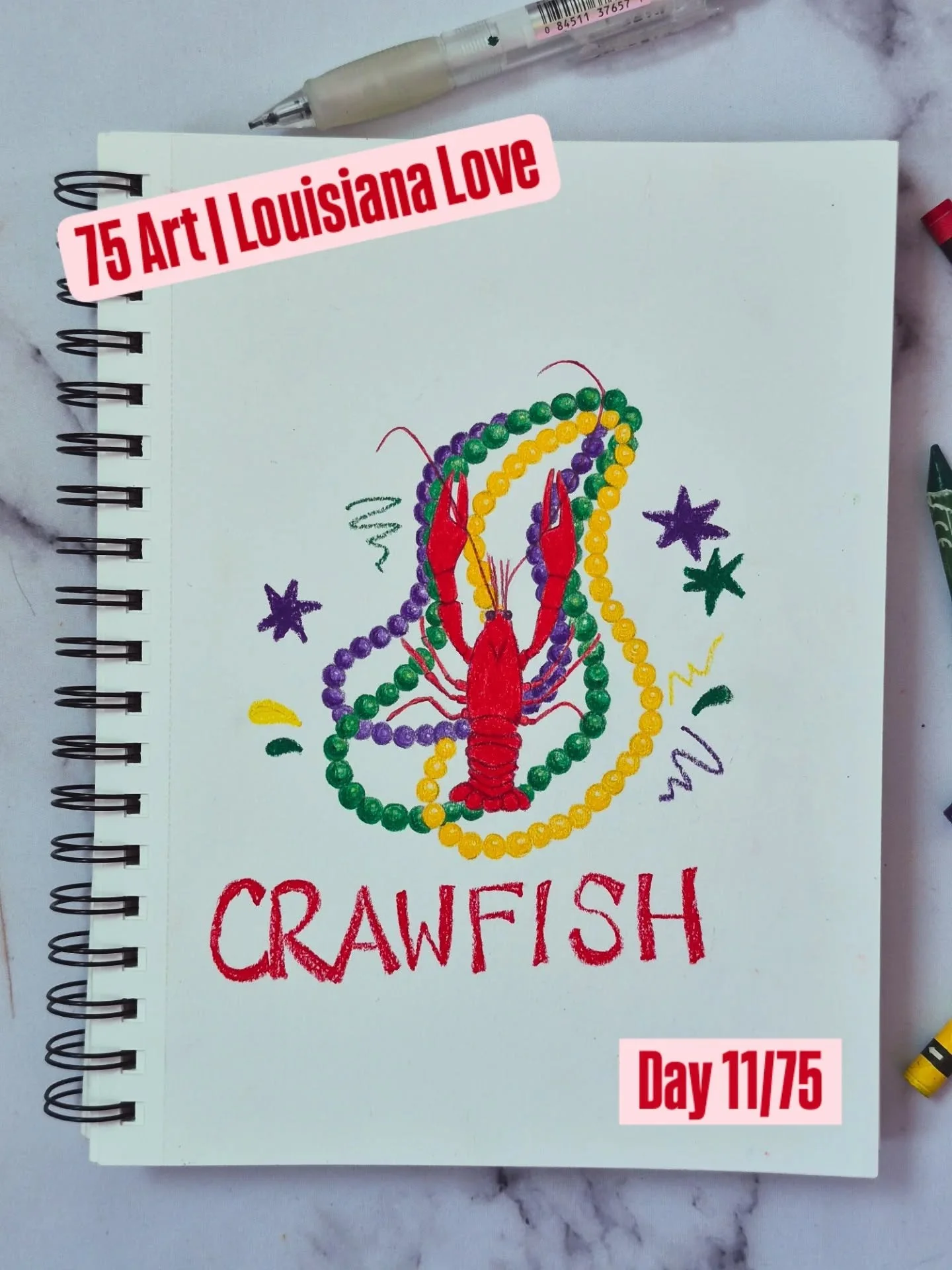 Louisiana Love &mdash; Day 11 of a 75-day art practice

🦞 Crawfish 

I love Spring in New Orleans! Food, festivity, and frivolity woven together. 💜💚💛

New Orleans taught me that art, music, and meals belong in the same breath.

Still here. Still 