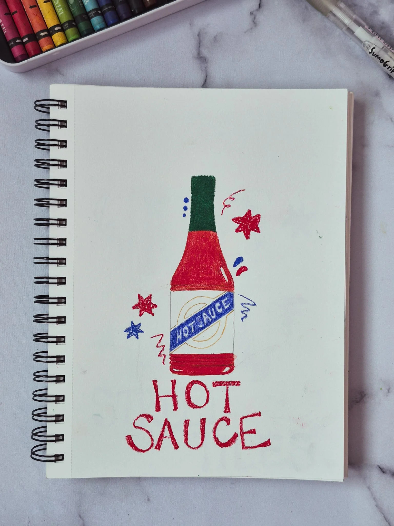 full view of 75 art challenge hot sauce illustration using resembling Crystal Hot Sauce