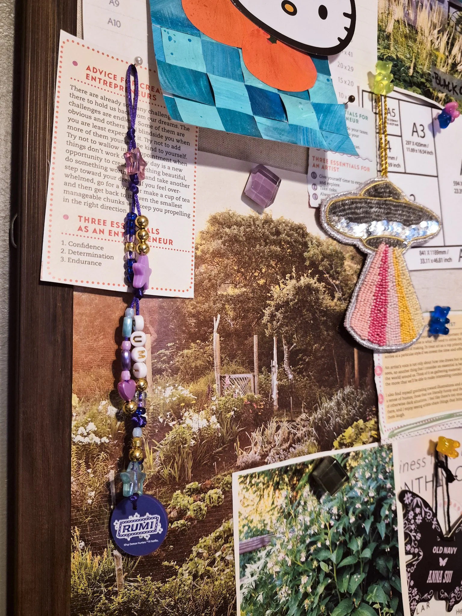 studio shot of artists colorful vision board