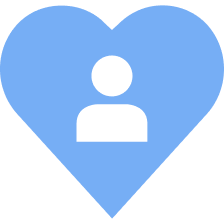 Illustration of a user icon inside a blue heart
