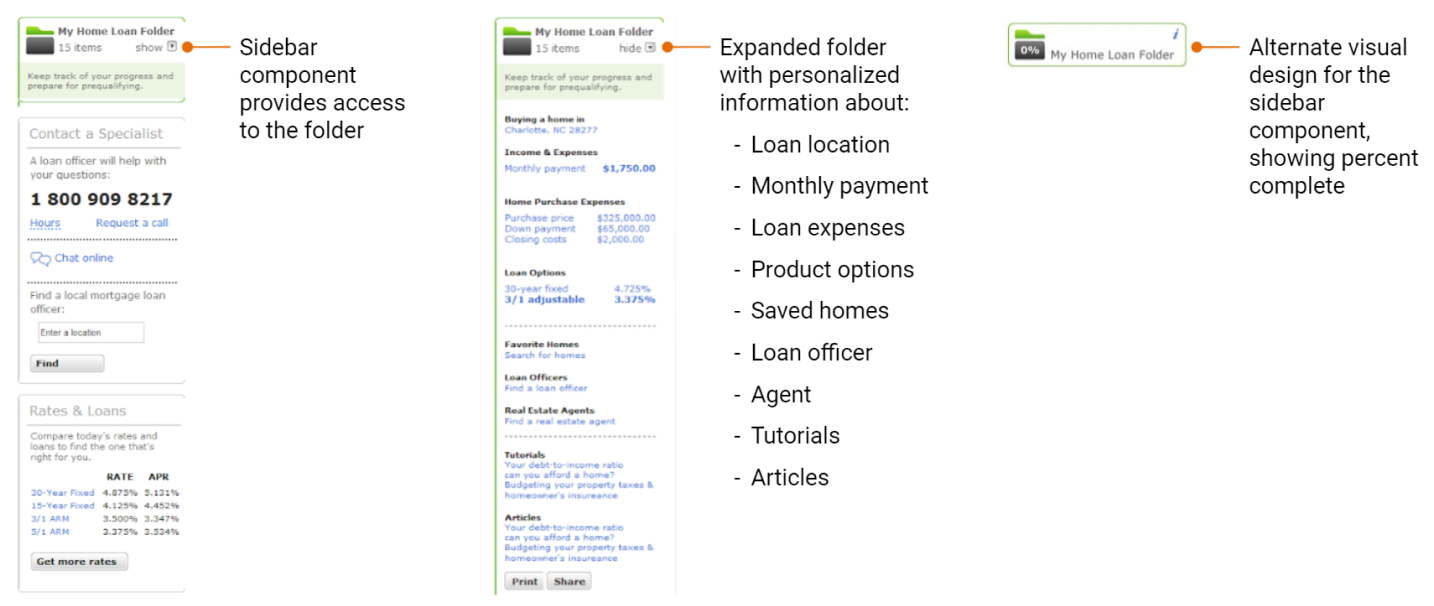 Mockups of the future state folder concept