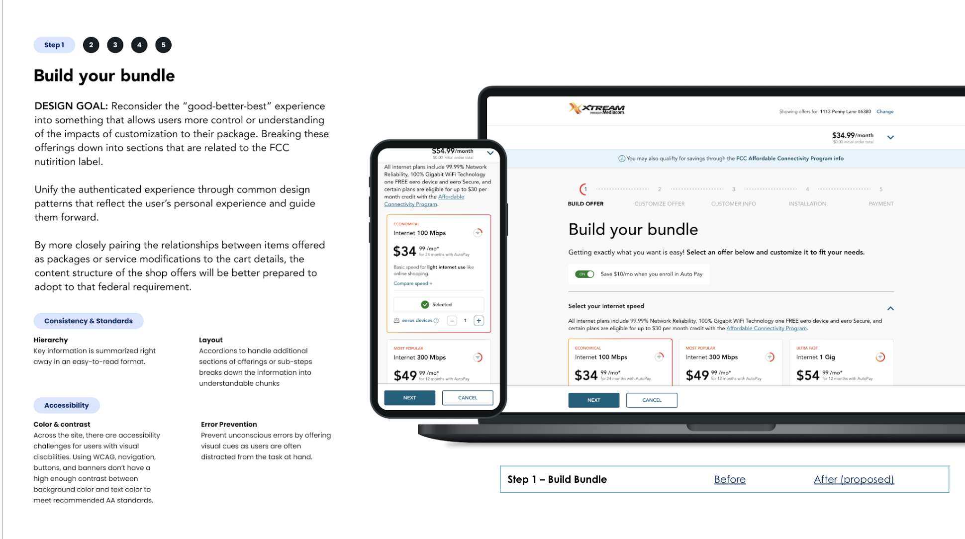 Mockups for step 1: Build your bundle
