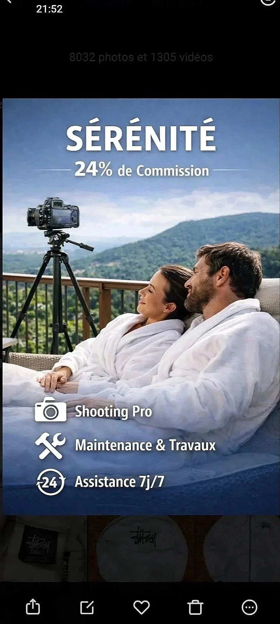 Une formule sérénité avec comme services de la photographie professionnelle, l'entretien et les réparations du logement, ainsi qu'une assistance 24h/24 et 7j/7.