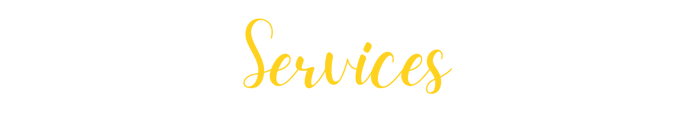 The image displays the word 'Services' written in yellow cursive font on a black background.
