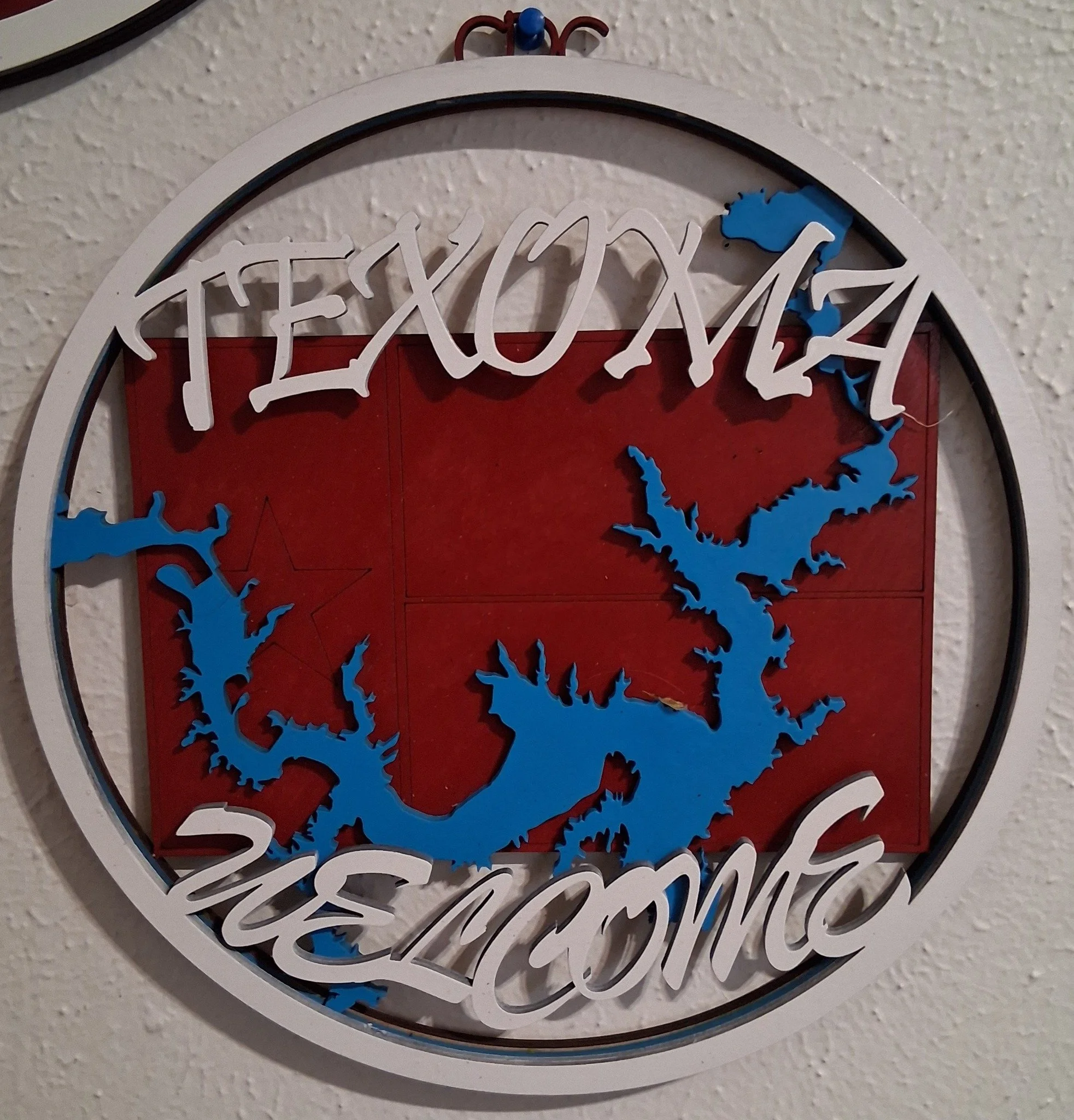 Texoma welcome with flag backer