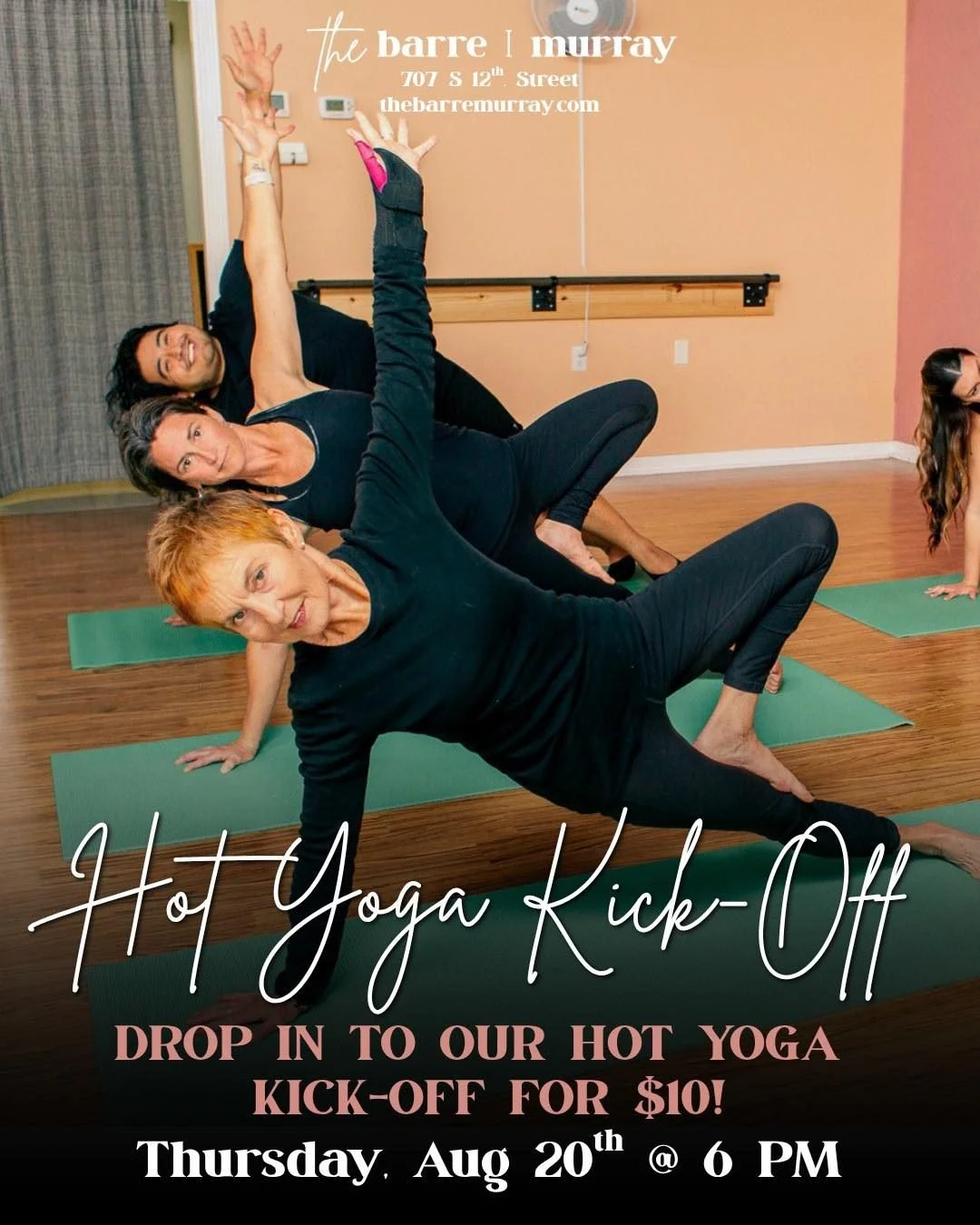 Mark your calendars 🗓️ 

Heated Barre and Hot Yoga will now be offered Tuesdays AND Thursdays beginning next week🔥🔥🔥🔥

To kick-off the fun, instructor Kimberly is hosting our inaugural Hot Yoga Thursday class on August 20th at 6:00pm. 

Tempted 