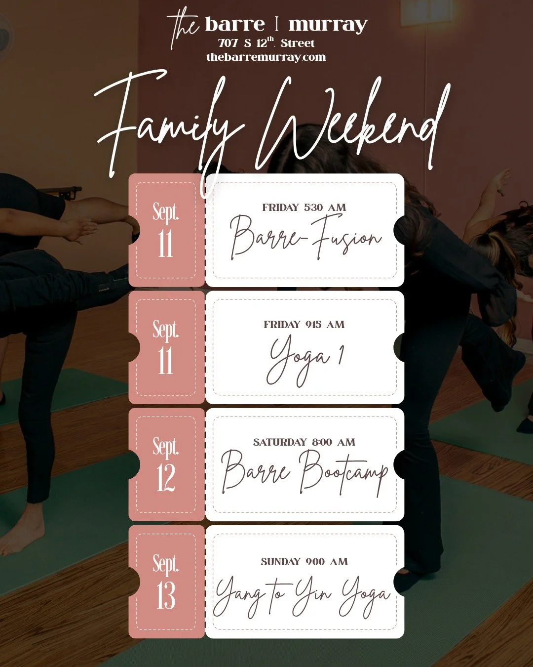Family Weekend is here, Racers! 💙💛

Between football, campus events, family dinners, and everything else packed into the weekend, don&rsquo;t forget to make a little time for yourself.

If you&rsquo;re visiting Murray for Family Weekend, come move 