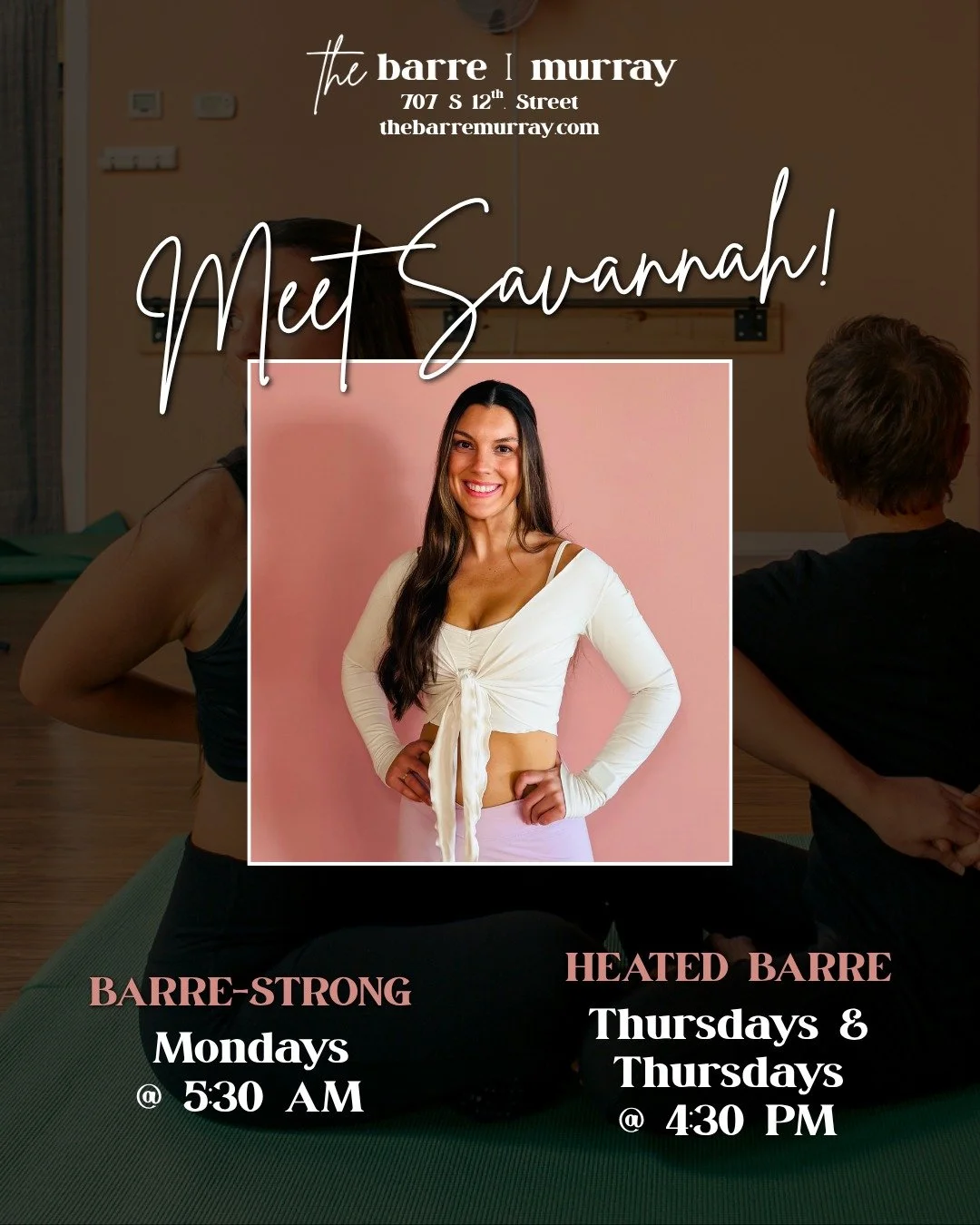 MEET SAVANNAH 👋

If you&rsquo;ve taken a barre class at The Barre Murray, there&rsquo;s a good chance you&rsquo;ve met Savannah. She&rsquo;s bringing the energy to 5:30am Barre-Strong on Mondays and 4:30pm Heated Barre on Tuesdays &amp; Thursdays.

