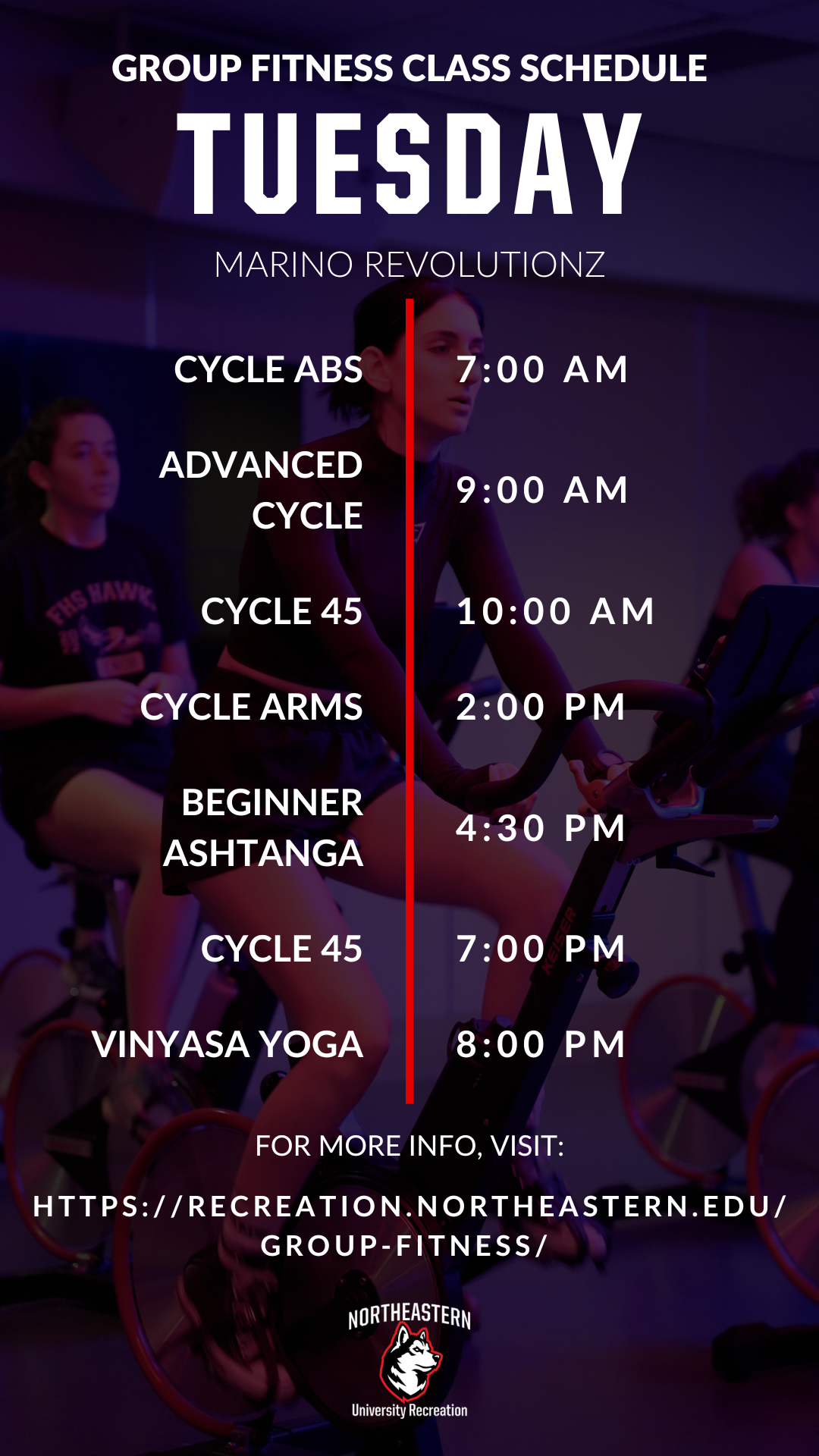 Tuesday Revolutionz - Spring 2024 Group Fitness Class Schedule.png