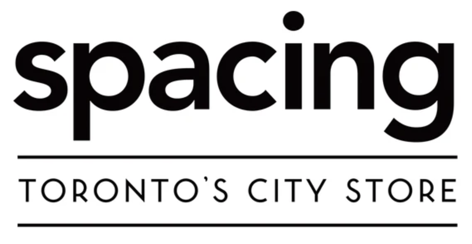 Text logo for Spacing Toronto's City Store with bold black letters on a white background.