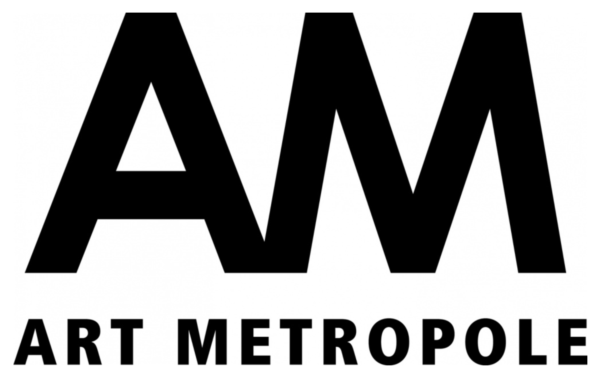 Black text with large letters "AM" and smaller text "Art Metropole" underneath on a white background.