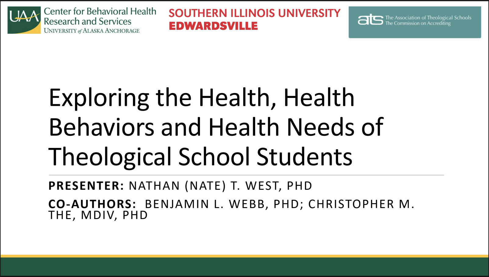 Exploring the Health, Health Behaviors, and Health Needs of Theological School Students