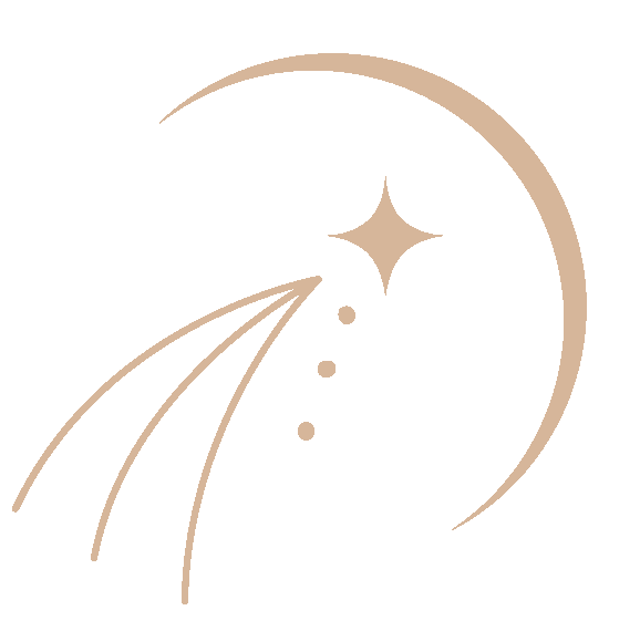 Gold Icon of shooting star with crescent moon
