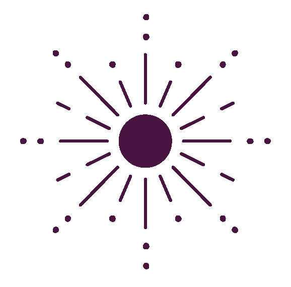 Icon of purple sun with sparkles surrounding it