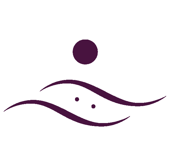 Icon of full moon with two ocean waves below