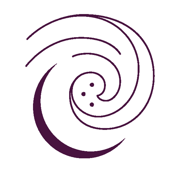 Icon of crescent moon with wind swirling around purple