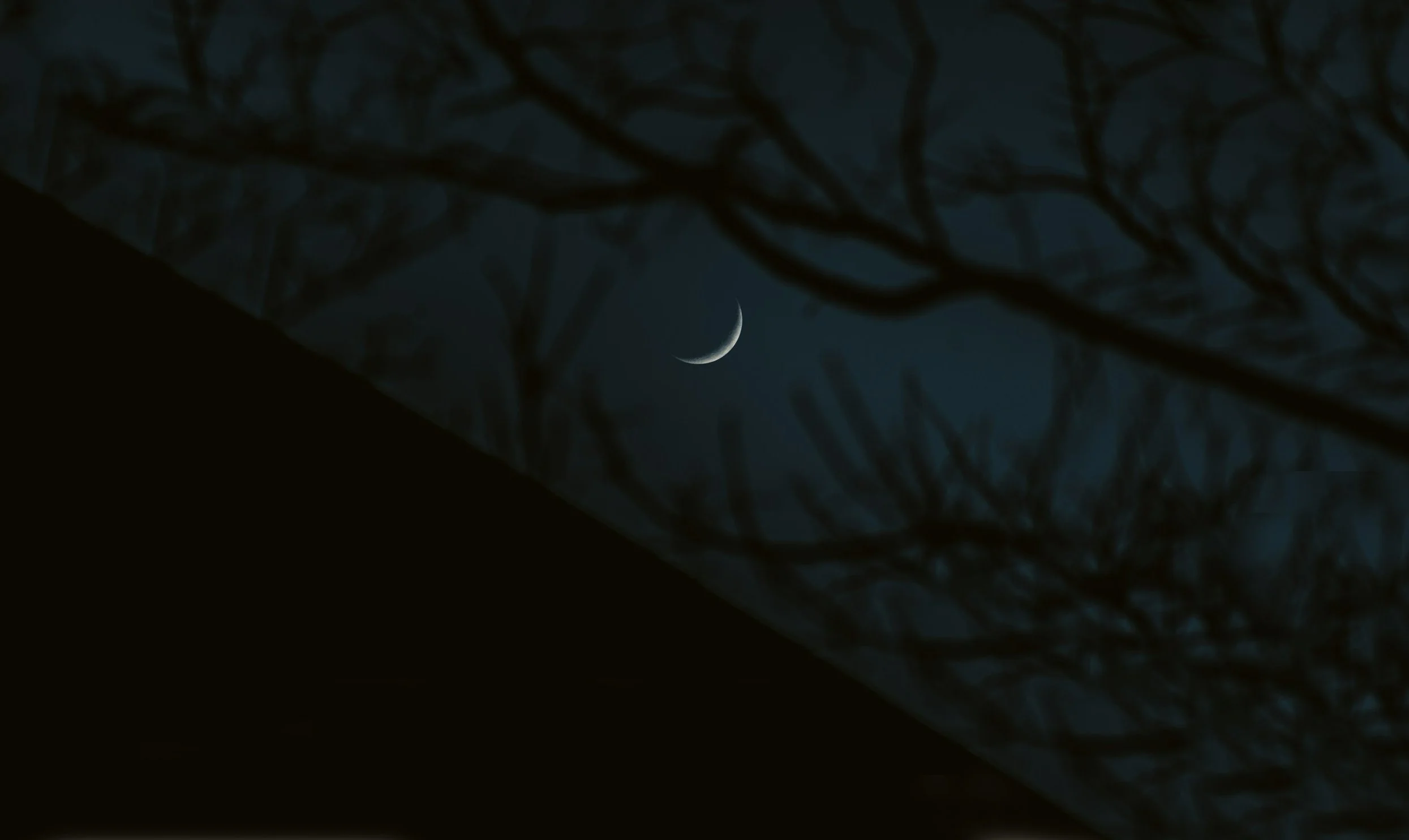 Dark blue night sky with crescent moon