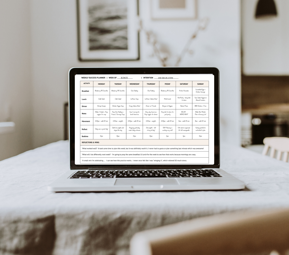 Laptop mockup of the Weekly Success Planner by Kris Flies