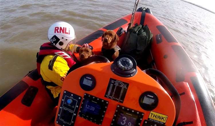 Three people and two dogs were rescued by Whitstable RNLI