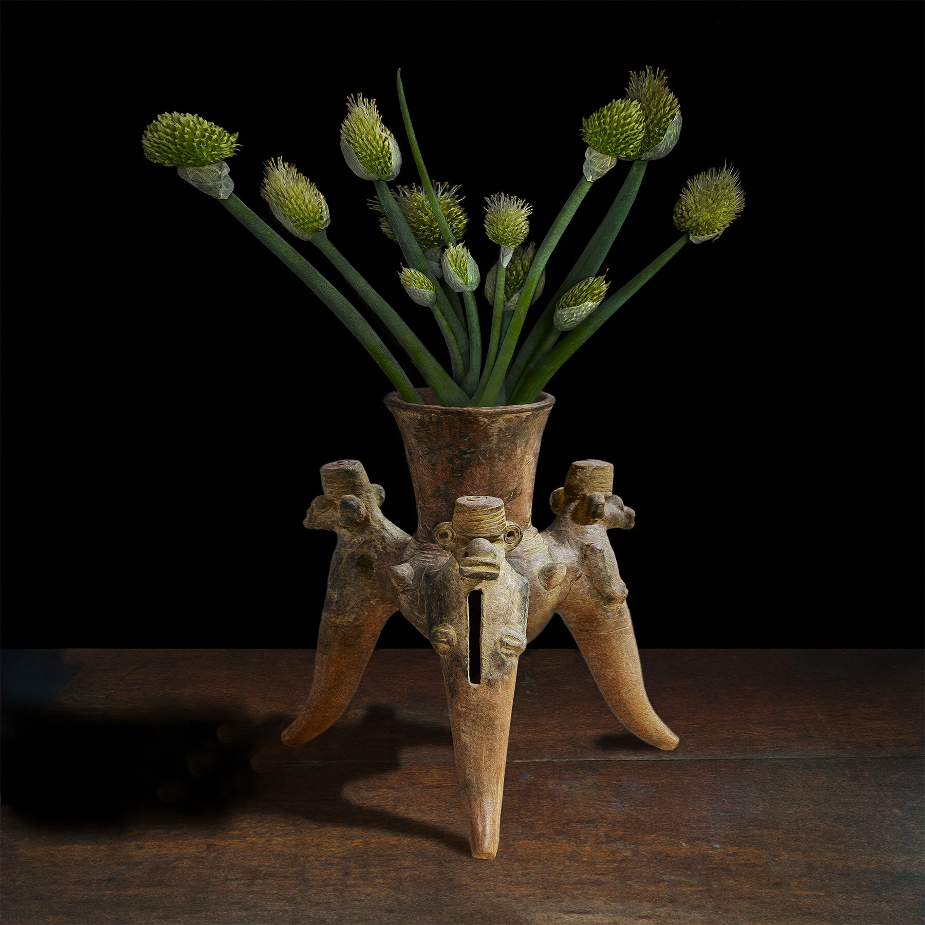 Allium in an Ancient American Tripod Vessel, 2017 (Vessel courtesy of the Gardiner Museum), Archival Pigment Print, Limited Edition 