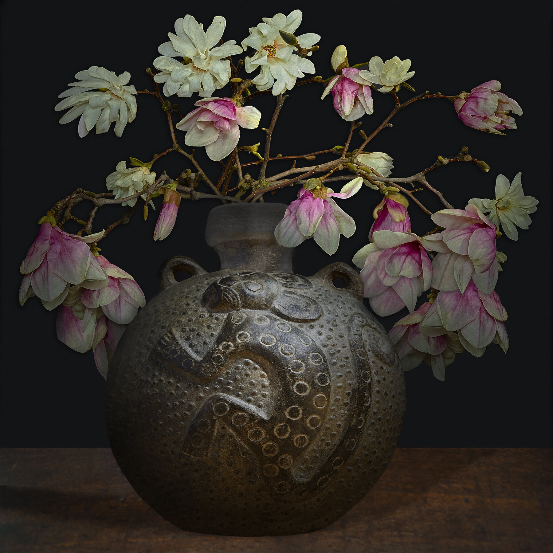 Magnolias in an Ancient American Vessel, 2017 (Vessel courtesy of the Gardiner Museum), Archival Pigment Print, Limited Edition 