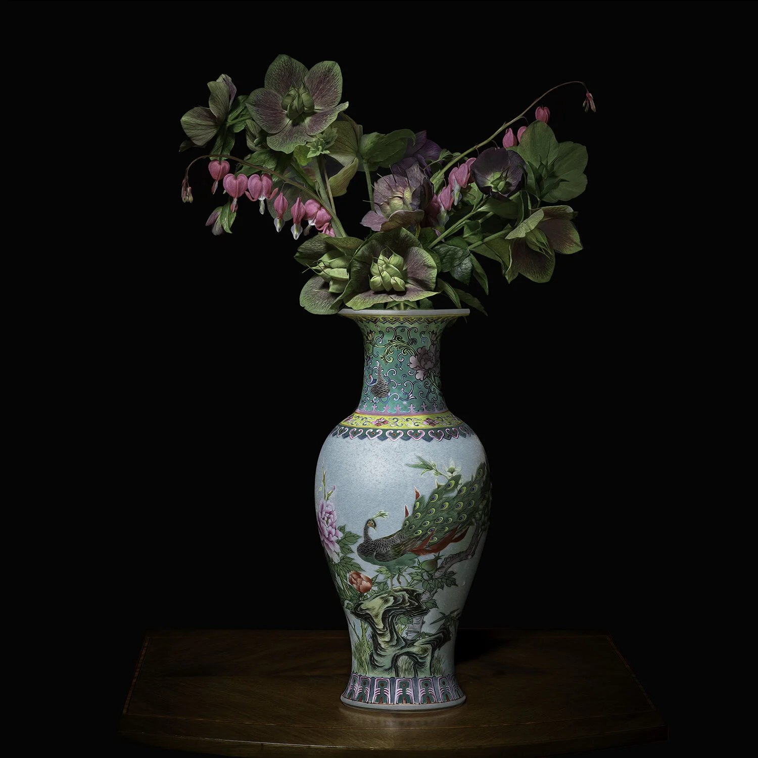Hellebores and Bleeding Hearts in a Chinese Vessel, 2018 (Vessel courtesy of The Royal Collection), Archival Pigment Print, Limited Edition 