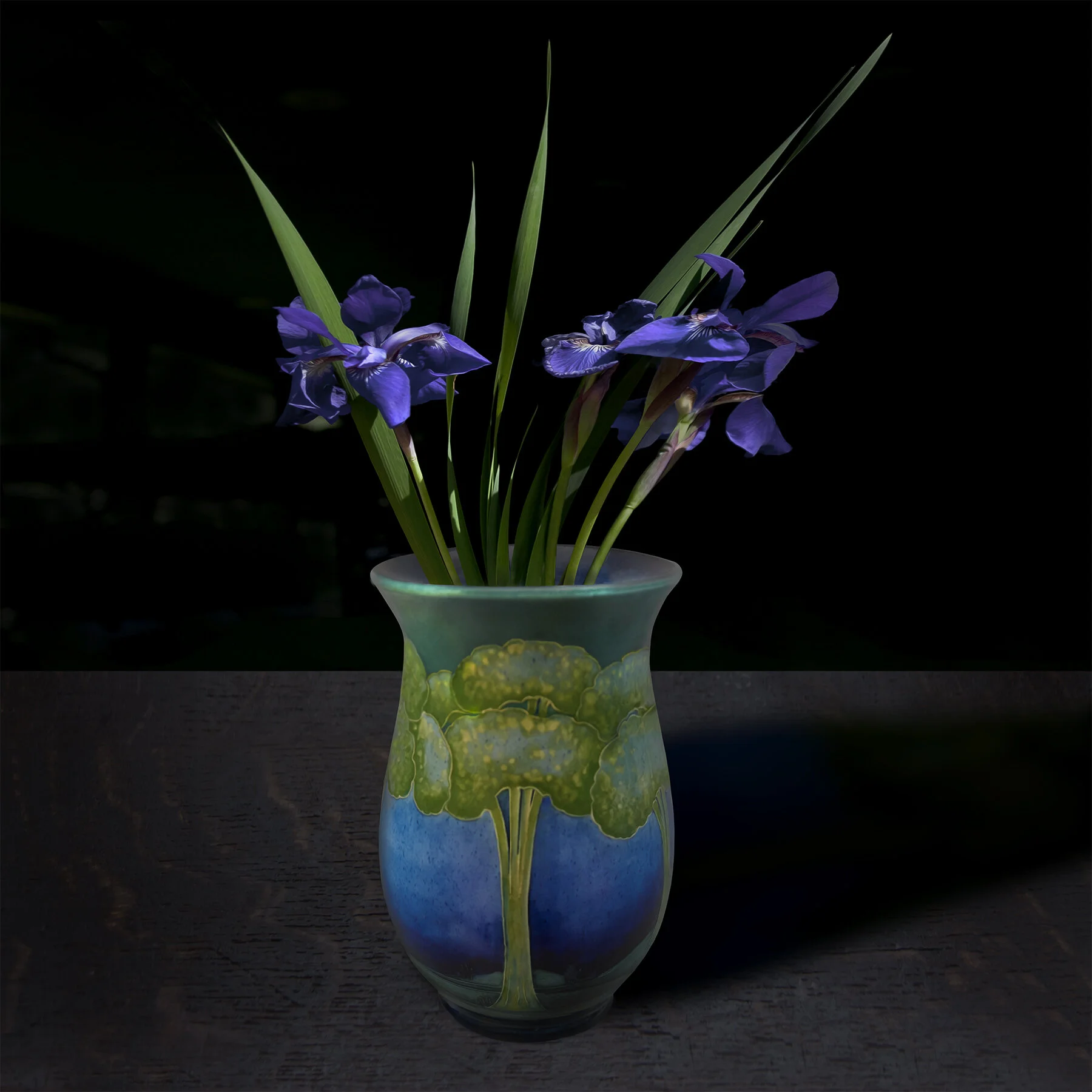 Siberian Iris in a Roycroft Vessel, 2017 (Vessel courtesy of the Royal Ontario Museum), Archival Pigment Print, Limited Edition 