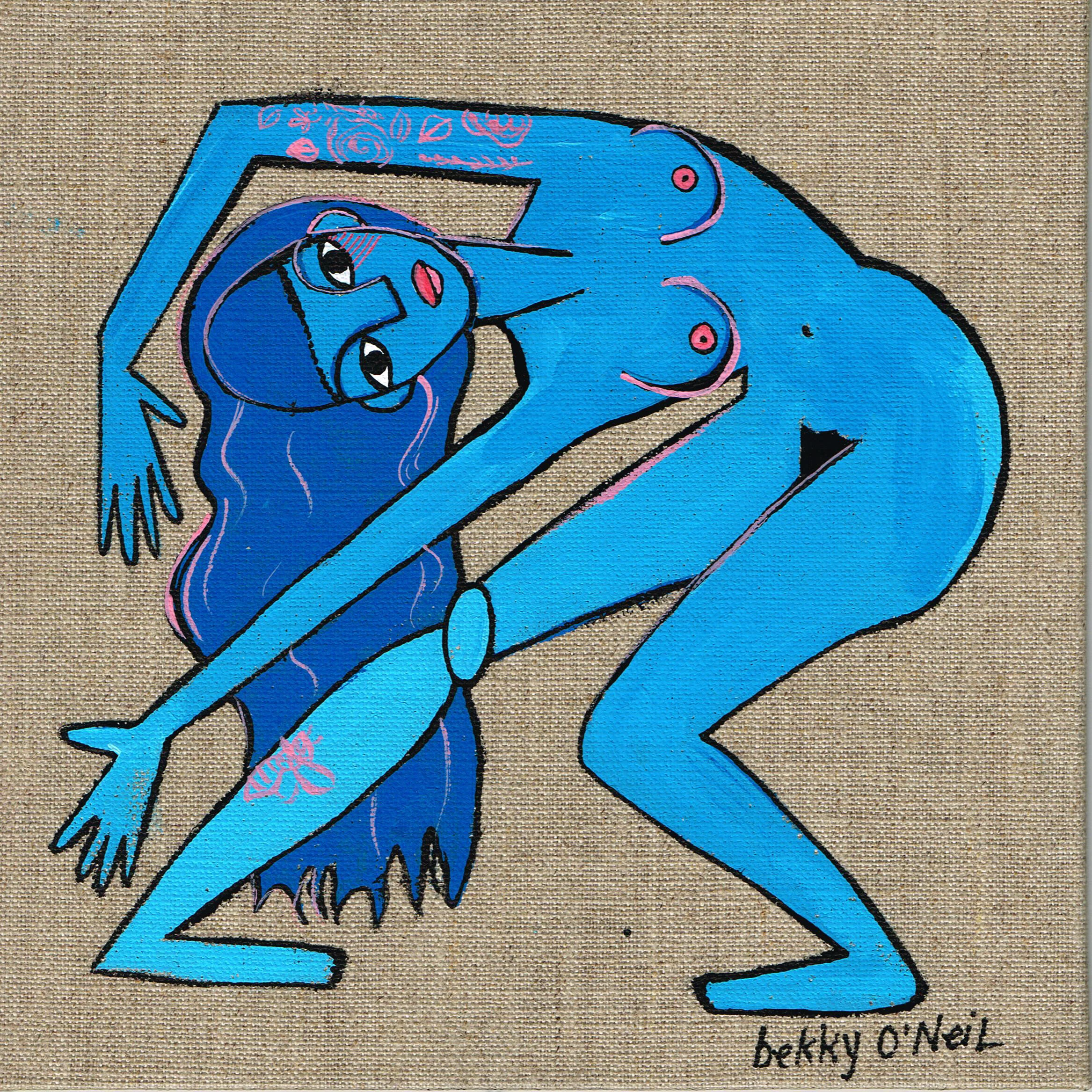 Can’t Put Me in a Box, 2021, Acrylic Gouache on Linen Panel, 8" x 8"