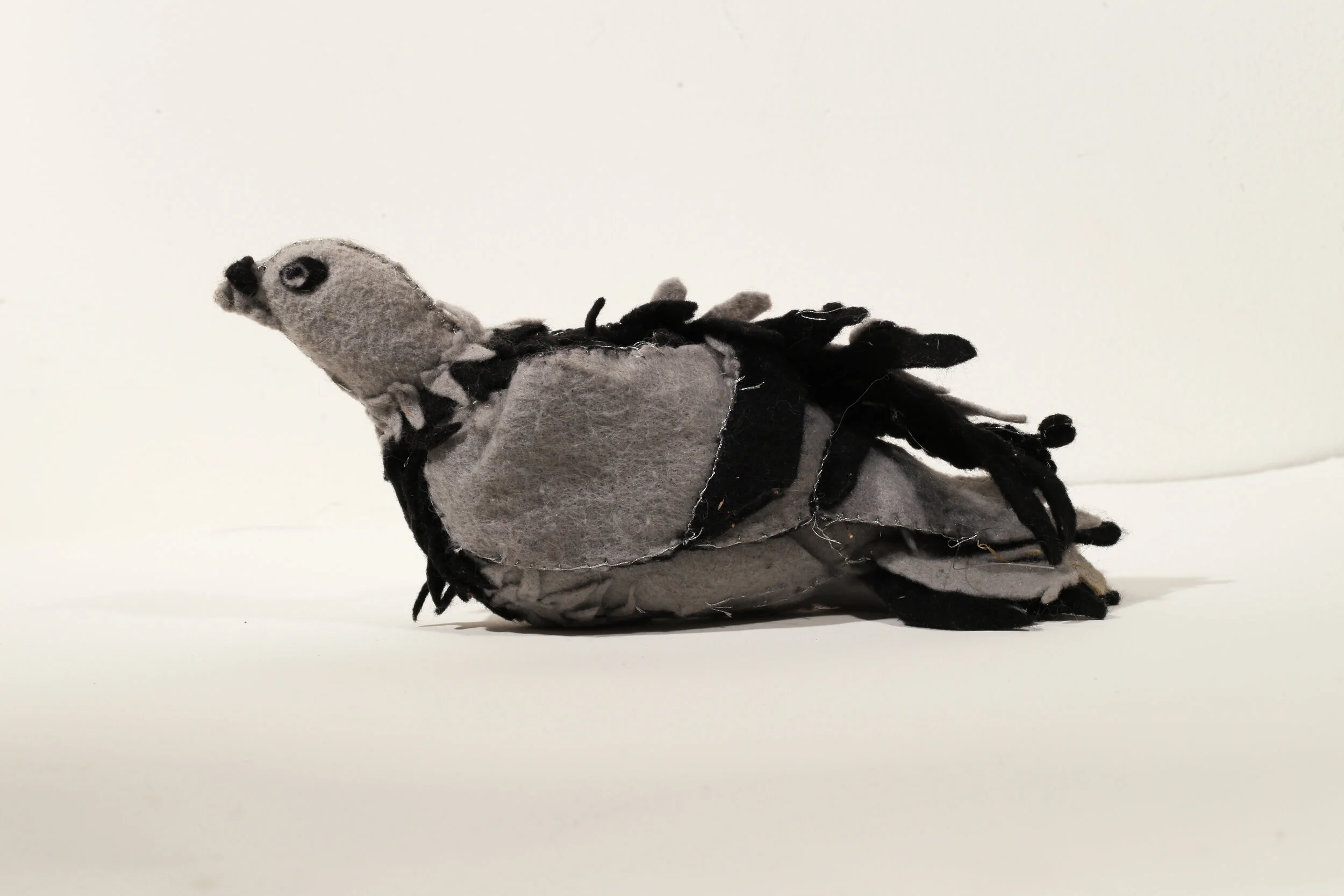Pigeon, 2010, Craft Felt, Armature Wire, Thread, Embroidery Floss, Polyfil, 4" x 3.5" x 10", $600