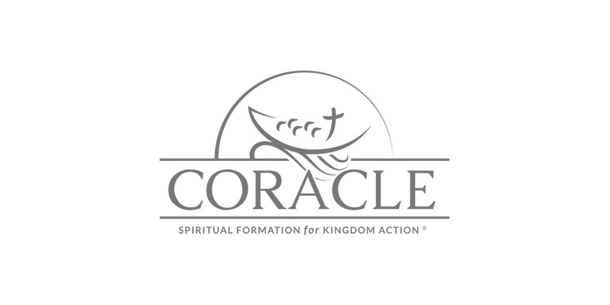 Logo for Coracle with a stylized bird and text "Spiritual Formation for Kingdom Action".