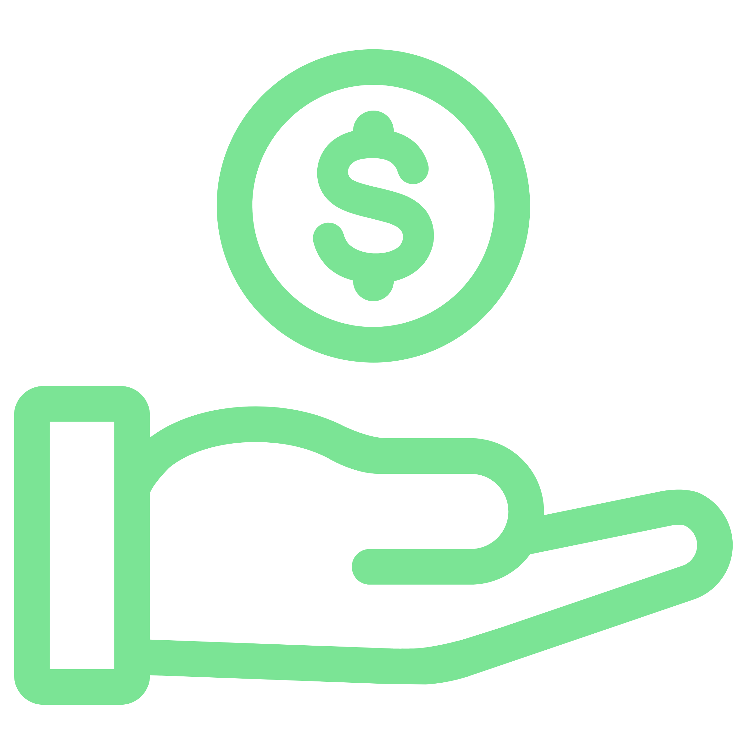A black background with a large green dollar sign inside a circle, and a green stylized hand below holding a card.
