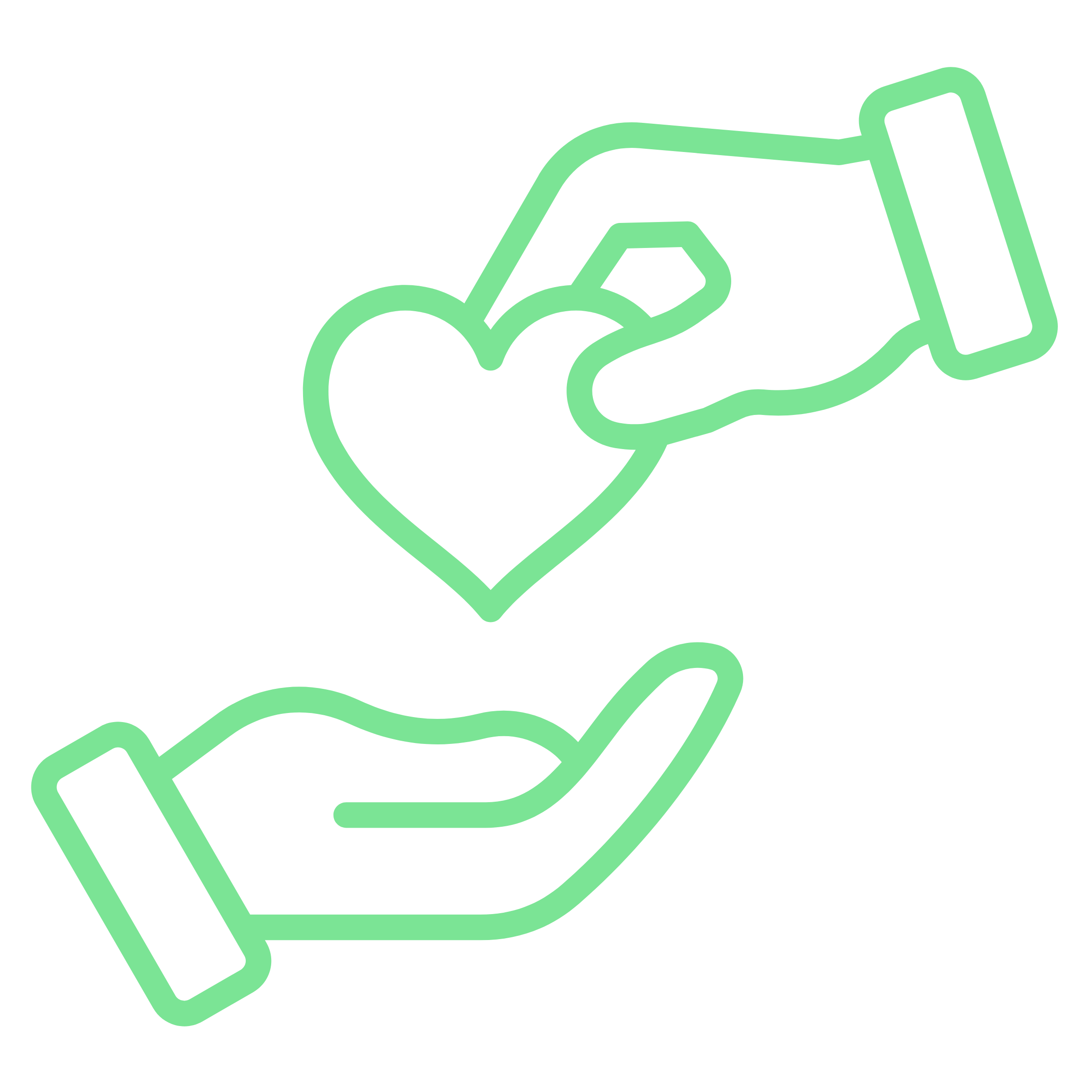 Outline of a hand holding a smartphone with a dollar bill on the screen, depicted in green lines on a black background.