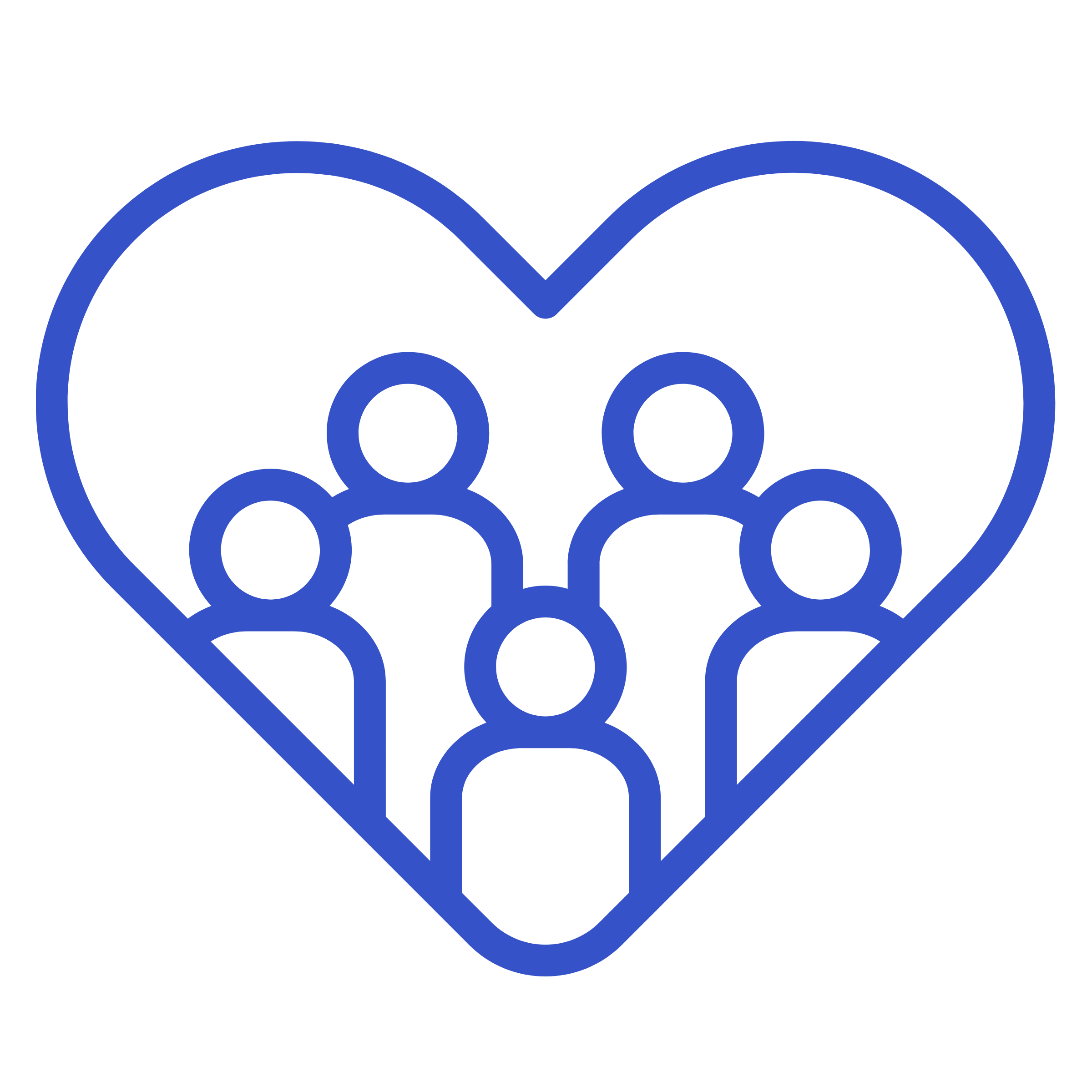 A stylized logo featuring a blue outline of a heart with multiple blue circles inside and above it.