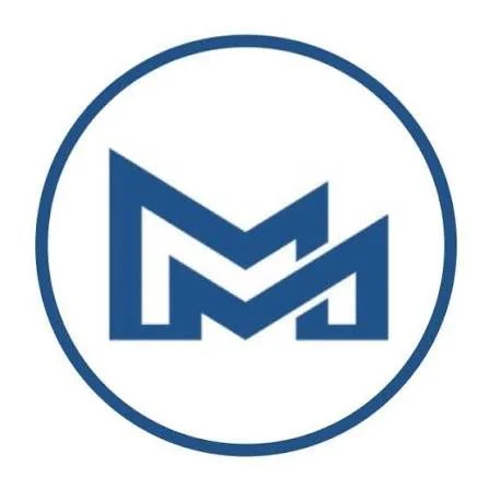 A logo featuring two stylized 'M' letters in blue, enclosed in a blue circle.