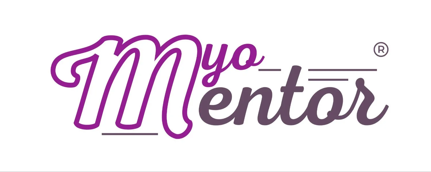Logo with the words 'My Ment'or' in purple and gray cursive font.