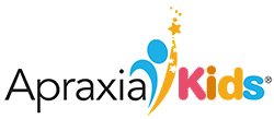 Apraxia Kids logo with stylized blue and yellow figures and text