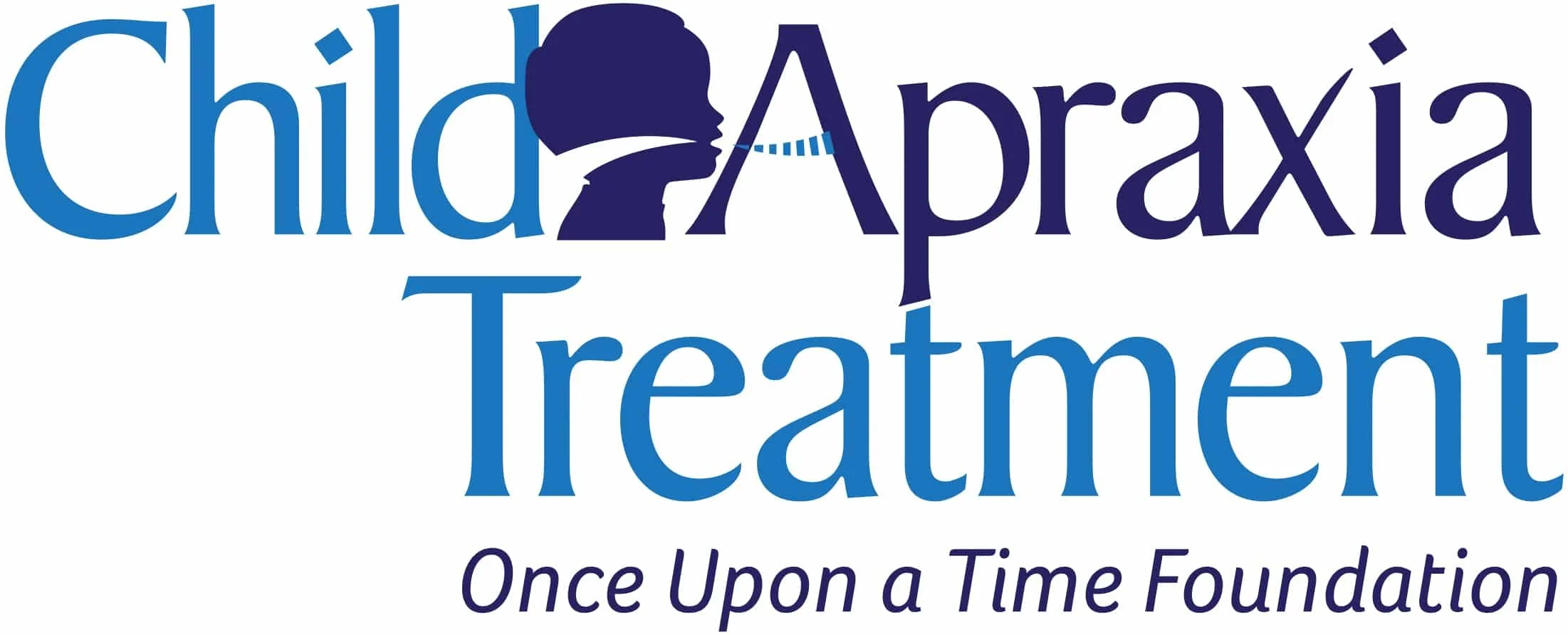 Logo for Child Abraxas Treatment with a stylized silhouette of a child's face in profile with a straw-like pattern, featuring text that reads 'Child Abraxas Treatment' and 'Once Upon a Time Foundation'.